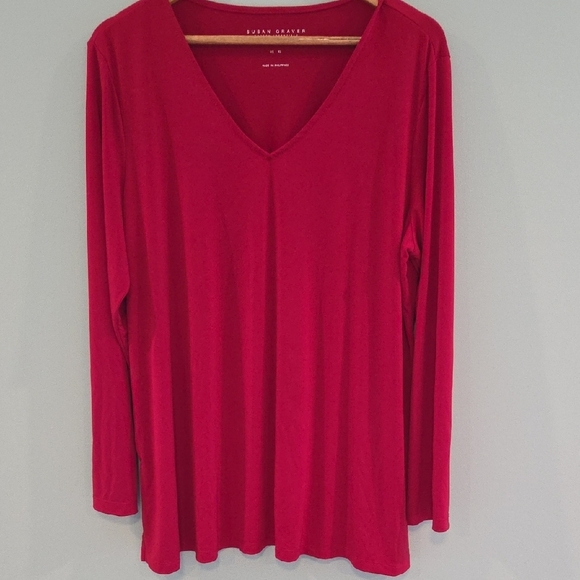 Susan Graver Pink Long Sleeve Blouse Relaxed Fit - Picture 2 of 9